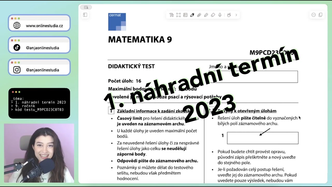 Řešení přijímaček z matematiky | 9. ročník | 1. náhradní termín 2023