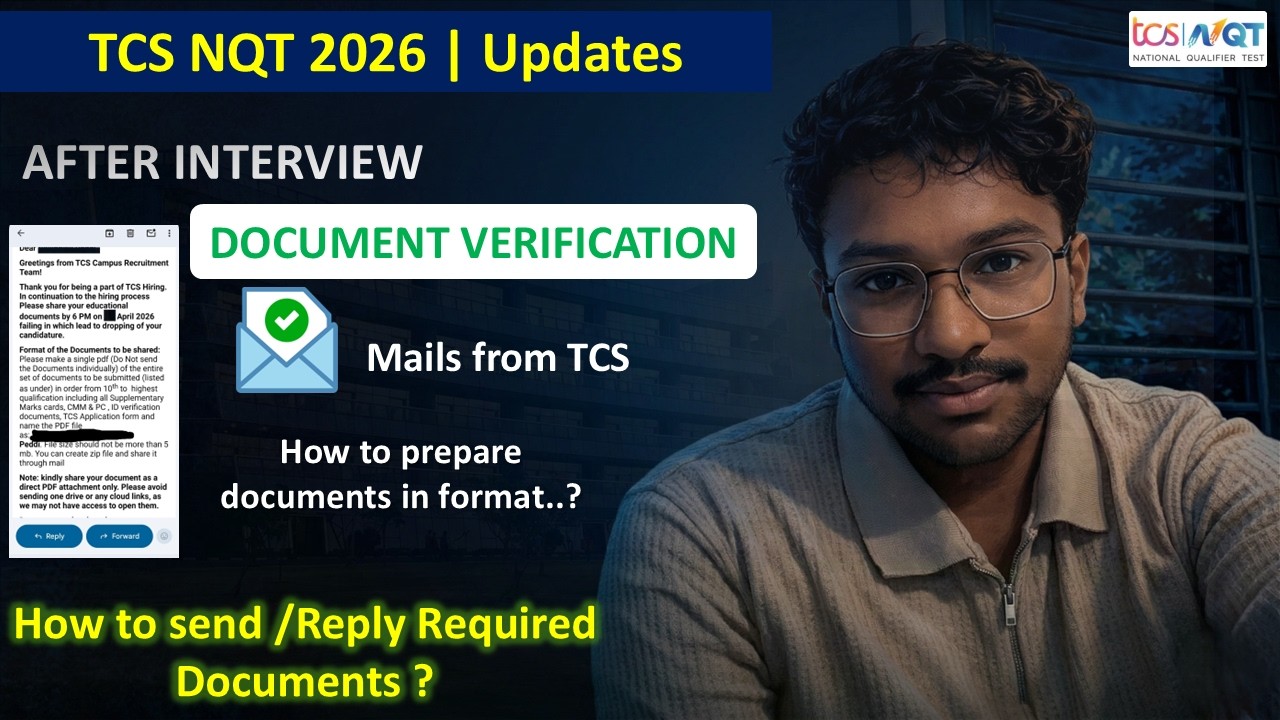 TCS NQT 2026 Updates 📢 Document Verification & Email Process (Step-by-Step)