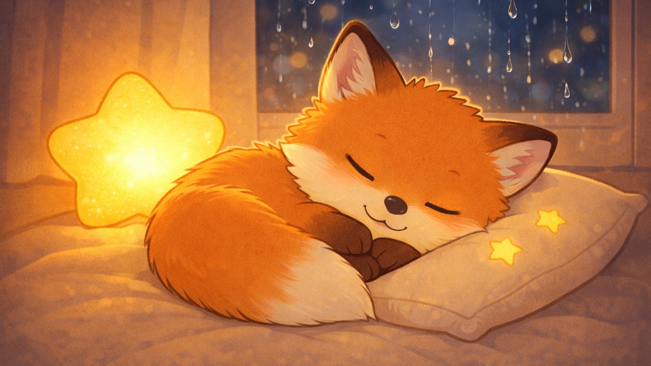 1 Hour Baby Sleep Lullaby 🦊 Gentle Piano, Soft Pads & Rain for Deep Sleep