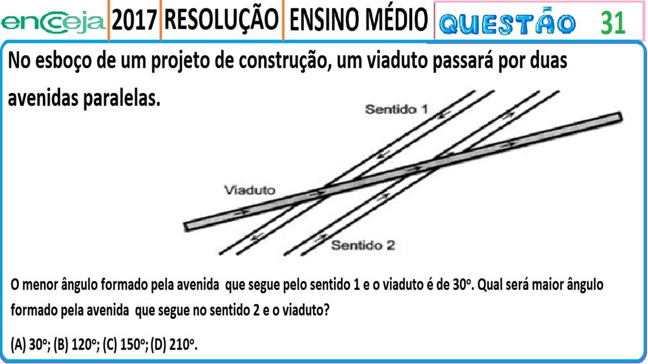ENCCEJA 2017 Matemática Questão 31 resolução Exame Nacional Certificação Competências Jovens Adultos