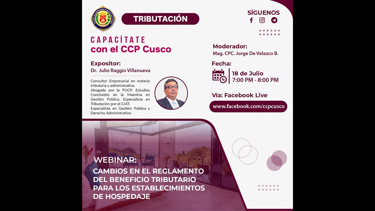 Webinar: Cambios en el Reglamento del Beneficio Tributario para los Establecimientos de Hospedaje