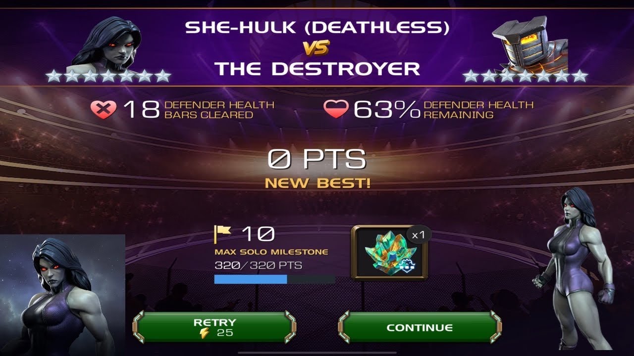 Deathless She-Hulk Takes Down 18 Health Bars Vs Destroyer Solo Coliseum Boss l MCOC
