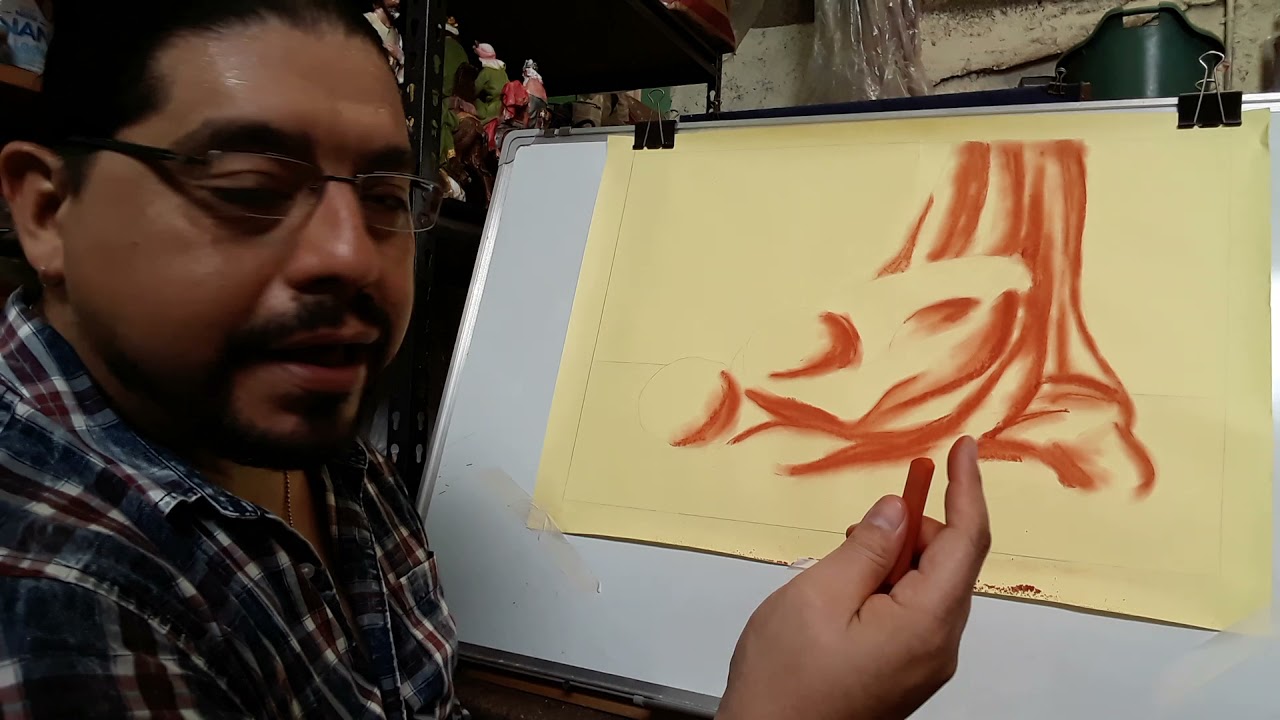 técnica de dibujo en lápiz sepia y sanguina.