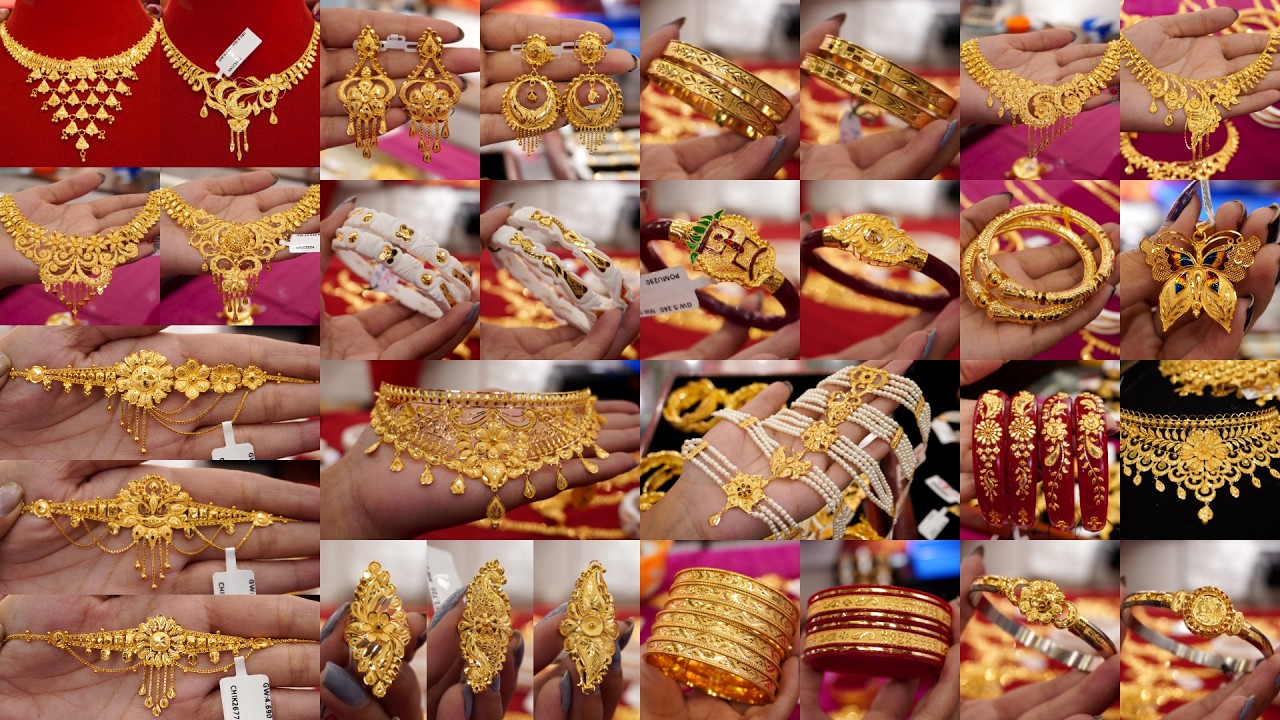 সোনার দাম কম এখন 🔥 Matro 1 Gram Theke Gold Jewellery 😍😲| Necklace/Rings/Choker/Sakha/Pola/Tikli 5
