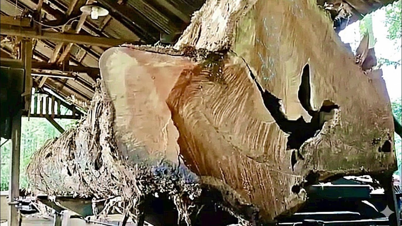 🌲«ВЕЧНОЕ ТВОРЕНИЕ ПРИРОДЫ» — Самый прекрасный тиковый монстр на лесопилке🌲