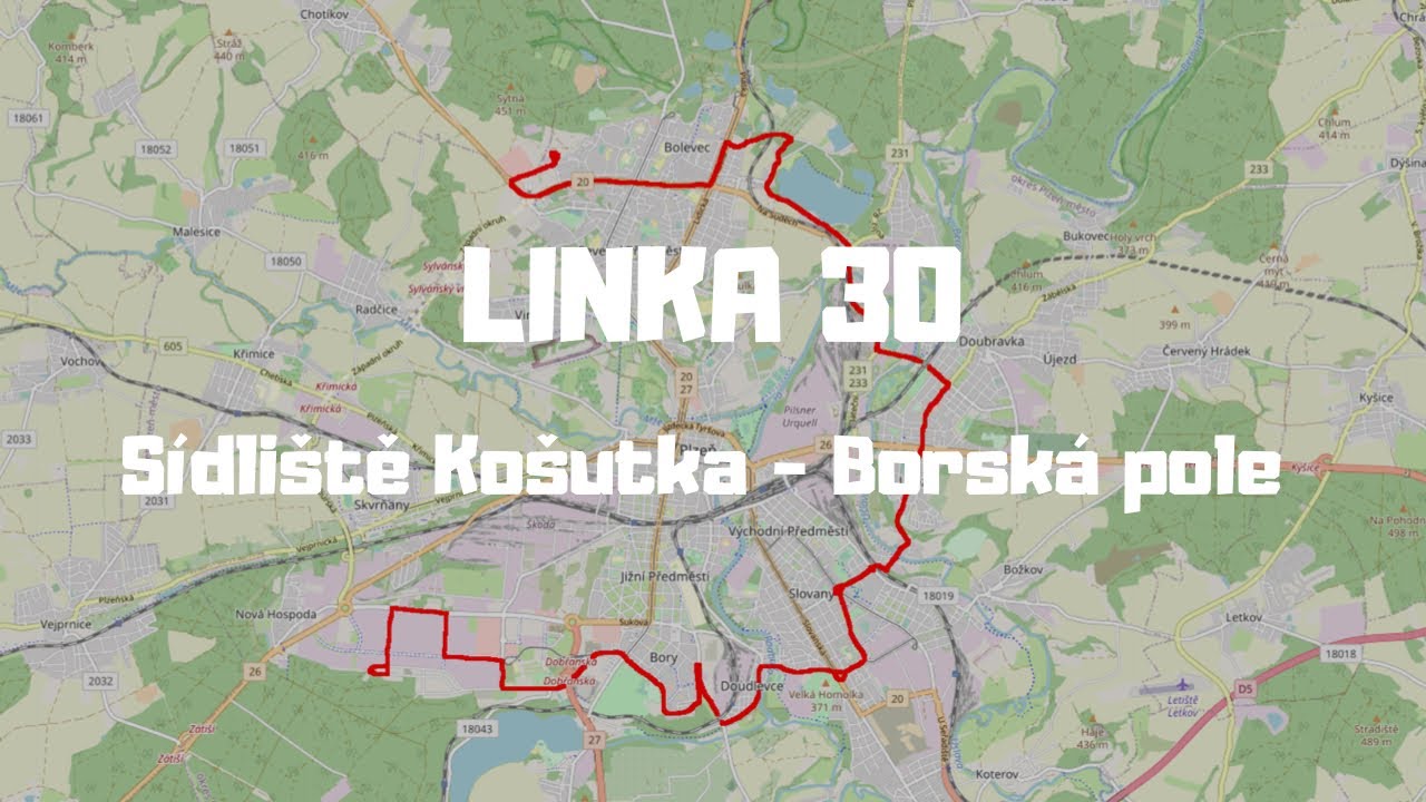 [Plzeň] Linka 30 | Sídliště Košutka - Borská pole | pohled zepředu | celá linka