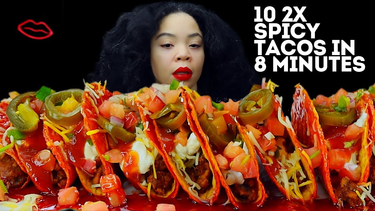 10 Taco in 8 Minutes, 2x Buldak Sauce | ASMR Mukbang | Mmm ASMR