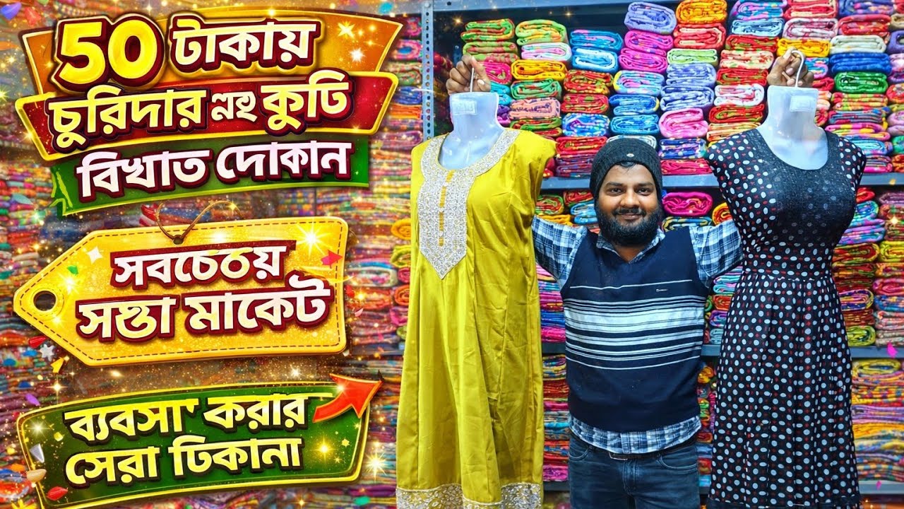 50 টাকায় চুরিদার এবং কুর্তি চাইলে এক পিসও কিনতে পারেন #news #saree #Santipur#funny #শান্তিপুর 