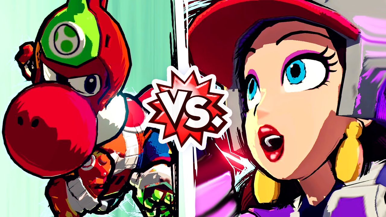 Mario Strikers Battle League - Red Shellfish Yoshi Vs. Barrel Pauline