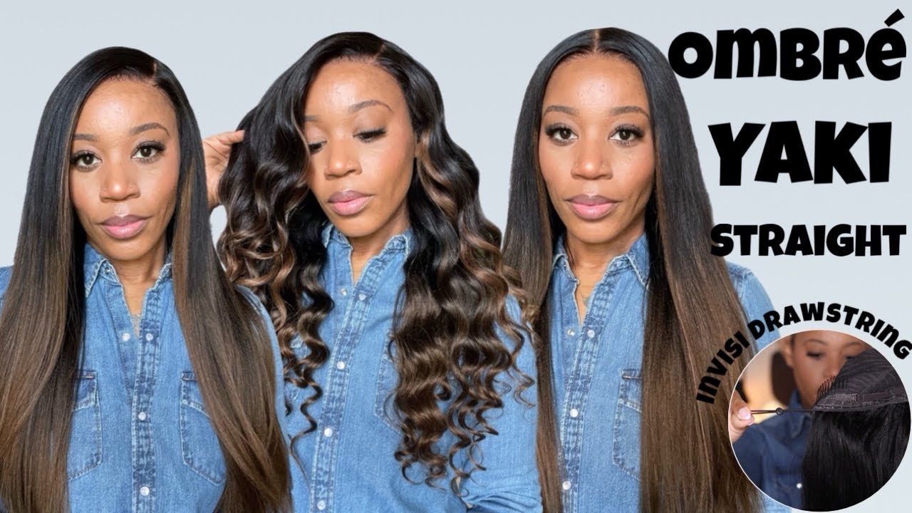 *NEW* Chestnut Brown OMBRÉ YAKI | INVISI Drawstring 7x5 LACE | Ft. UNICE HAIR