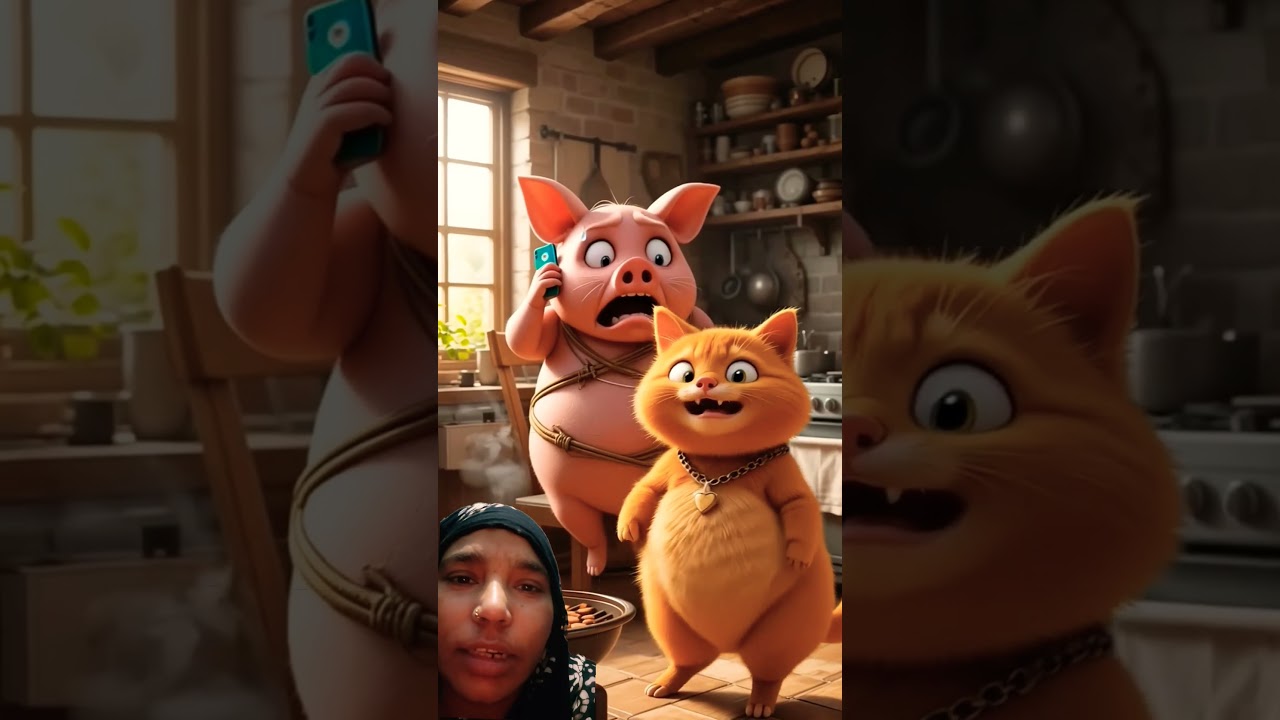 Ai animation Cartoon Chaos: Ai Cat vs Pig 🐷😹. 