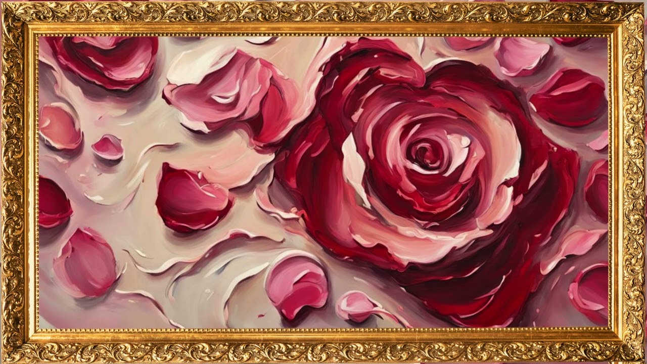Valentine’s Day Love Rose Oil Painting Frame TV Art | 2 Hours | Free TV Screensaver
