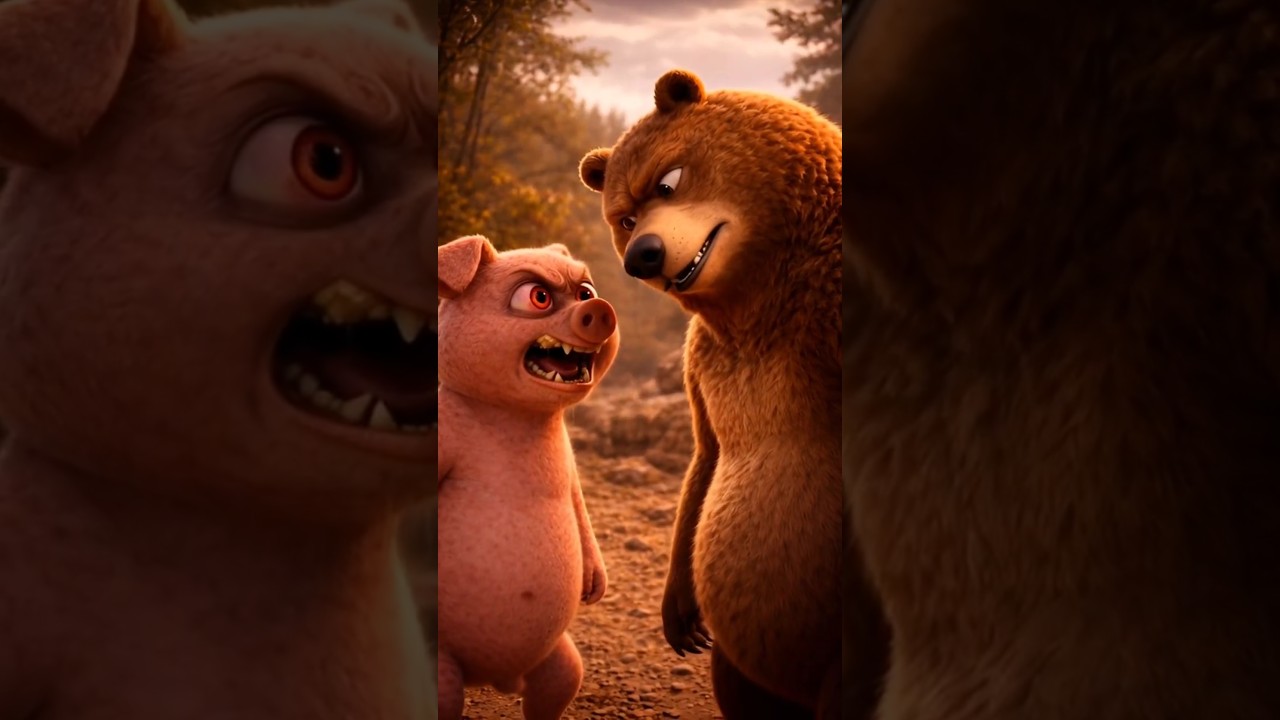 Hungry Pig vs Grizzly Bear 😳🔥
