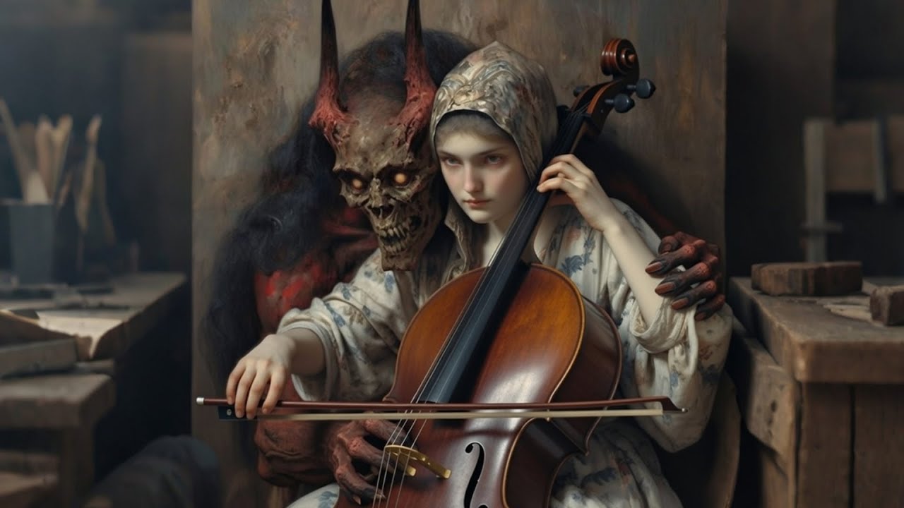Gothic Elegy – Haunting Cello & Violin Duet in Candlelight Shadows