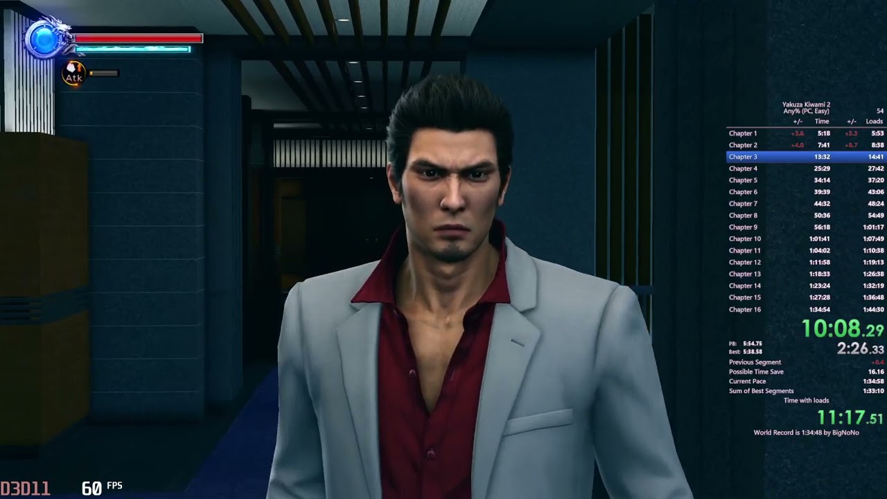 Yakuza Kiwami 2 (PC) - Any% Easy Speedrun 1:33:30.42 (w/o loads)/ 1:43:05.10 (w/ loads) (Former WR)
