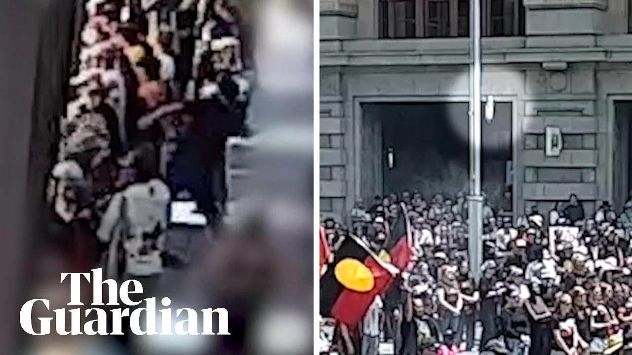 The moment an alleged homemade bomb was thrown at Perth Invasion Day rally