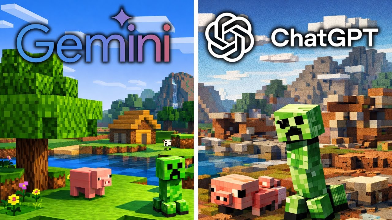 Chatgpt vs Gemini EU FIZ O MINECRAFT DO ZERO USANDO IA