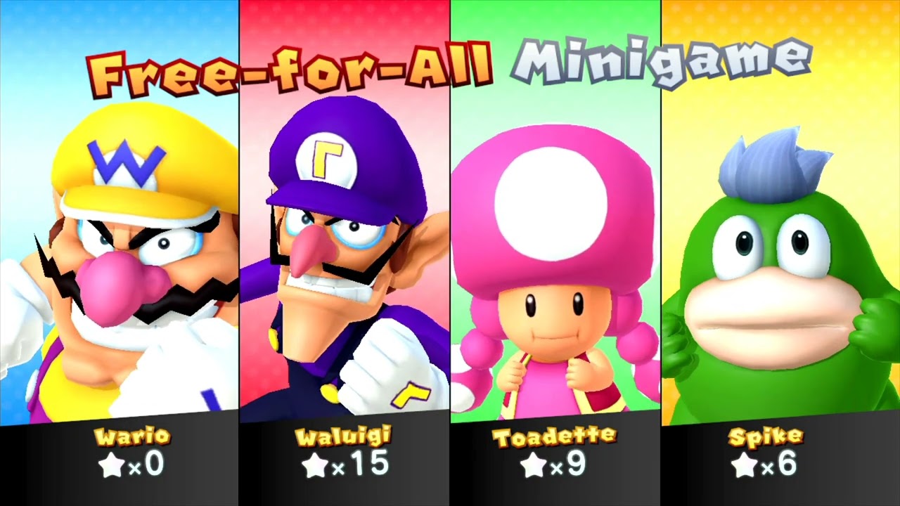 Mario Party 10 Mario Party Mode - Wario Vs Waluigi Vs Toadette Vs Spike (Airship Central)