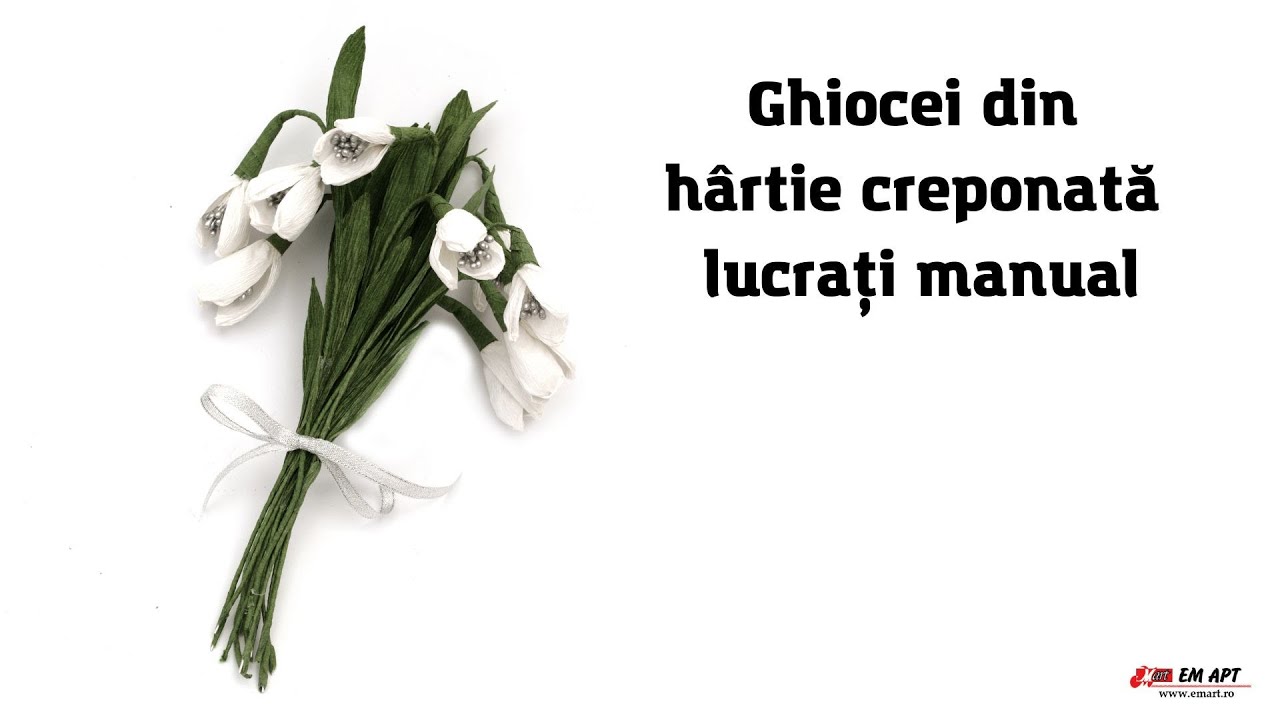 Ghiocei din hârtie creponată lucrați manual