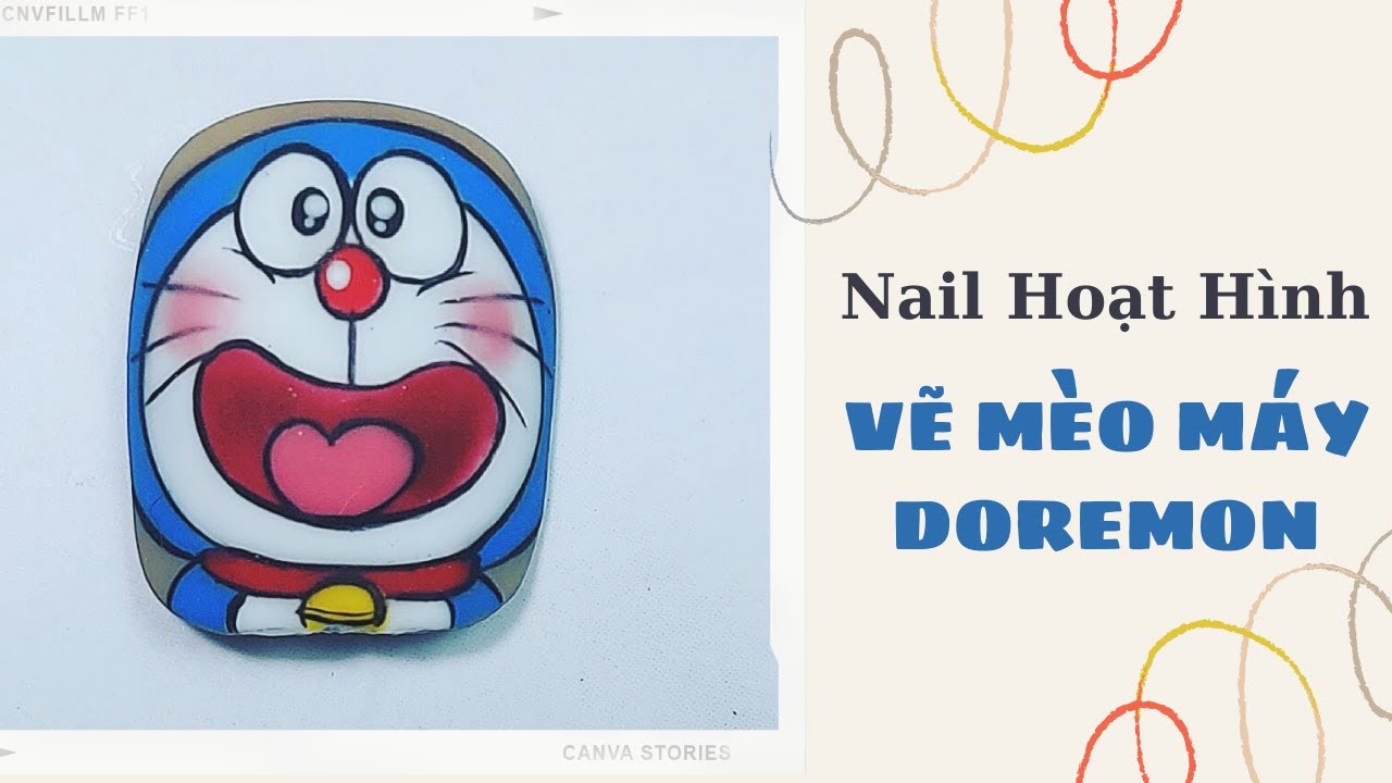 Vẽ nail Doremon cực kỳ đơn giản