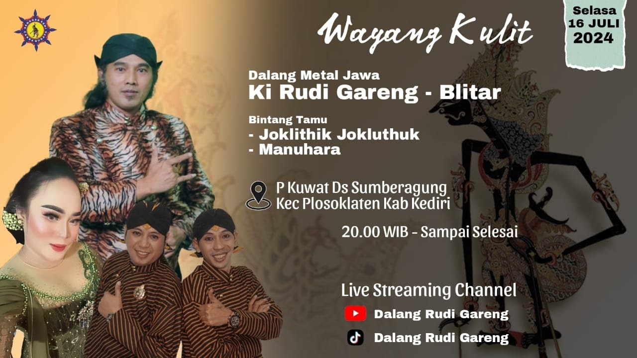WAYANG KULIT KI RUDI GARENG | BT DUO JO & MANOHARA | Ds SUMBERAGUNG PLOSOKLATEN KEDIRI ,16 Juli 2024