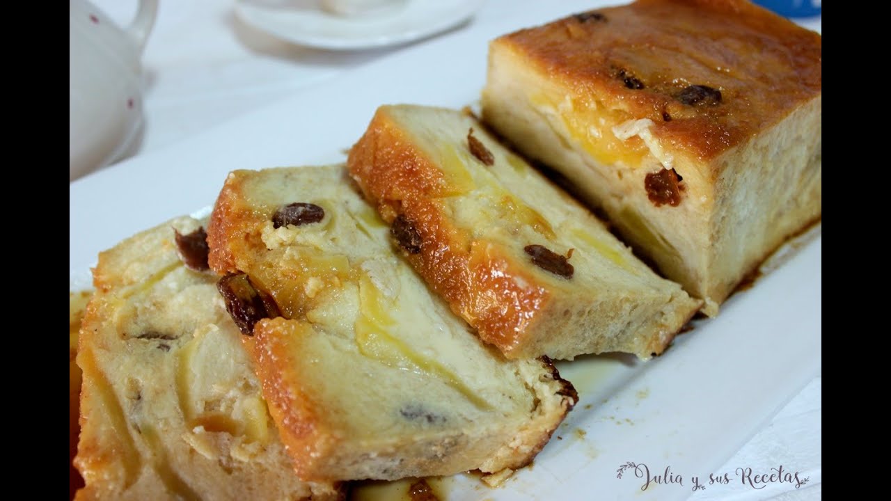 Pudin de pan con manzana y pasas👌MUY JUGOSO!