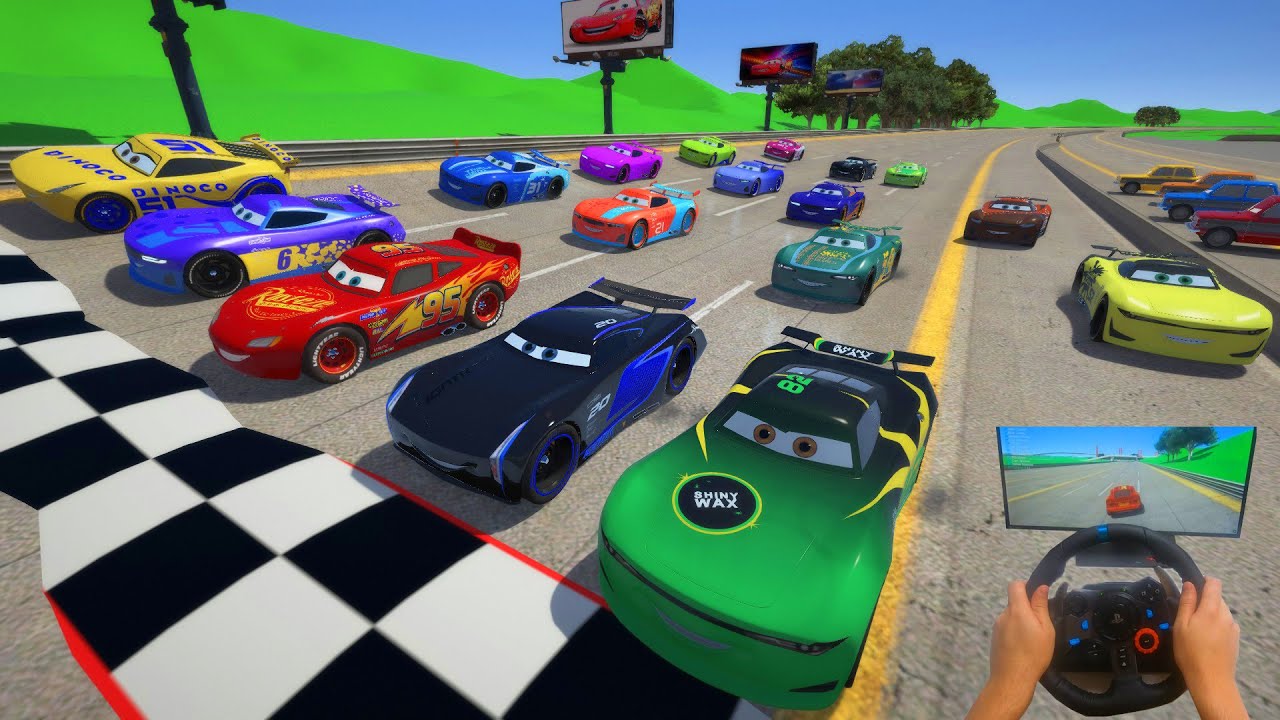 Ring Race   All Cars McQueen VS Cars 3 Next Gen Jackson Storm Cruz Ramirez Conrad Camber & Friends
