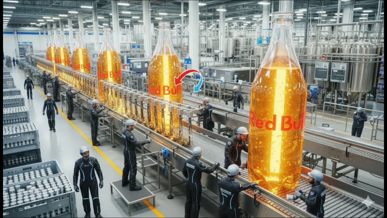 The Secret Process of Red Bull From Raw Ingredients to Can! ⚡ #howitsmade #redbull #viralvideo