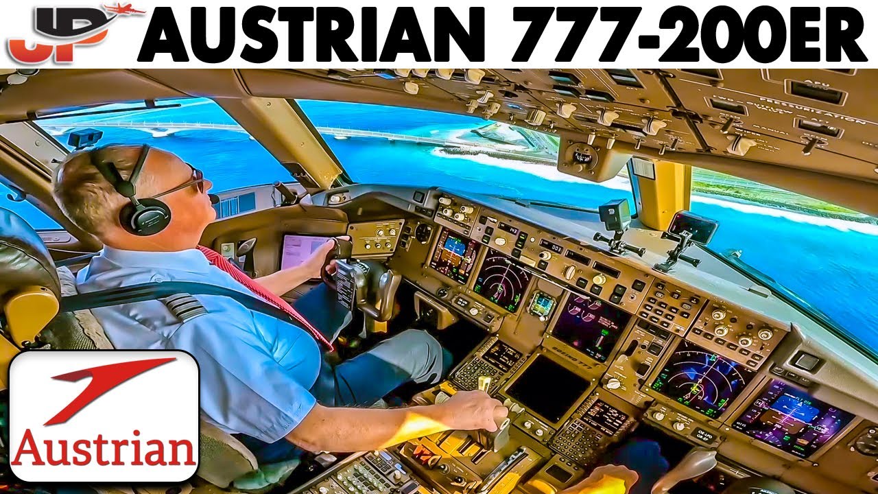 Austrian Boeing 777 Cockpit Vienna to the Maldives over Dubai