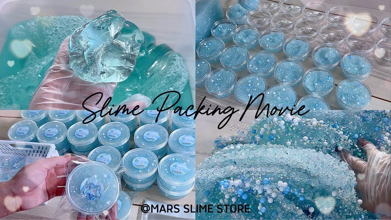 ‪꒰  袋詰めASMR  ꒱‬ クランチスライムを容器に詰めていく作業動画🎐🩵