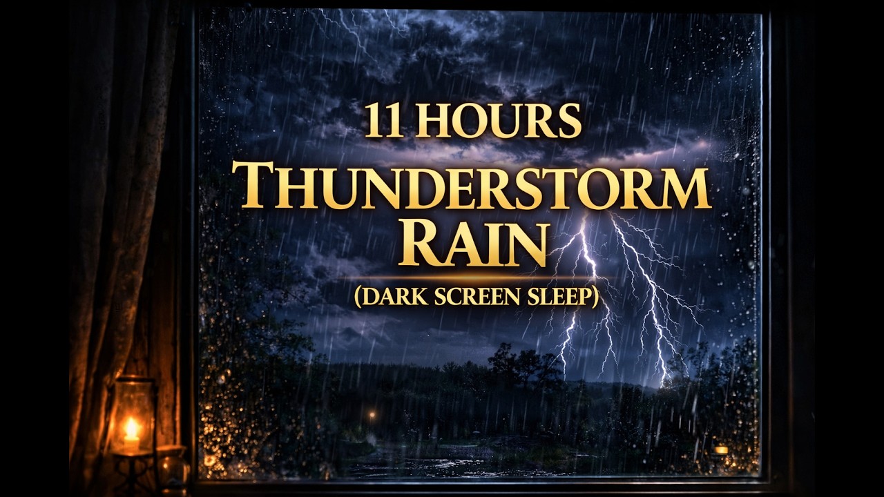 11 Hours | Thunderstorm Rain Sounds for Deep Sleep | Night Rain & Thunder 