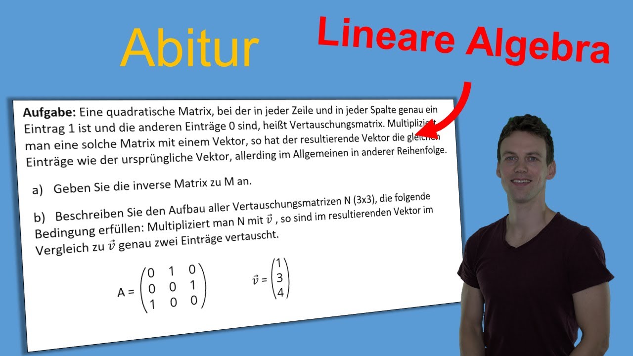 Lineare Algebra - Abituraufgabe | Abitur 2024, Vertauschungsmatrix, inverse Matrix, Vektoren