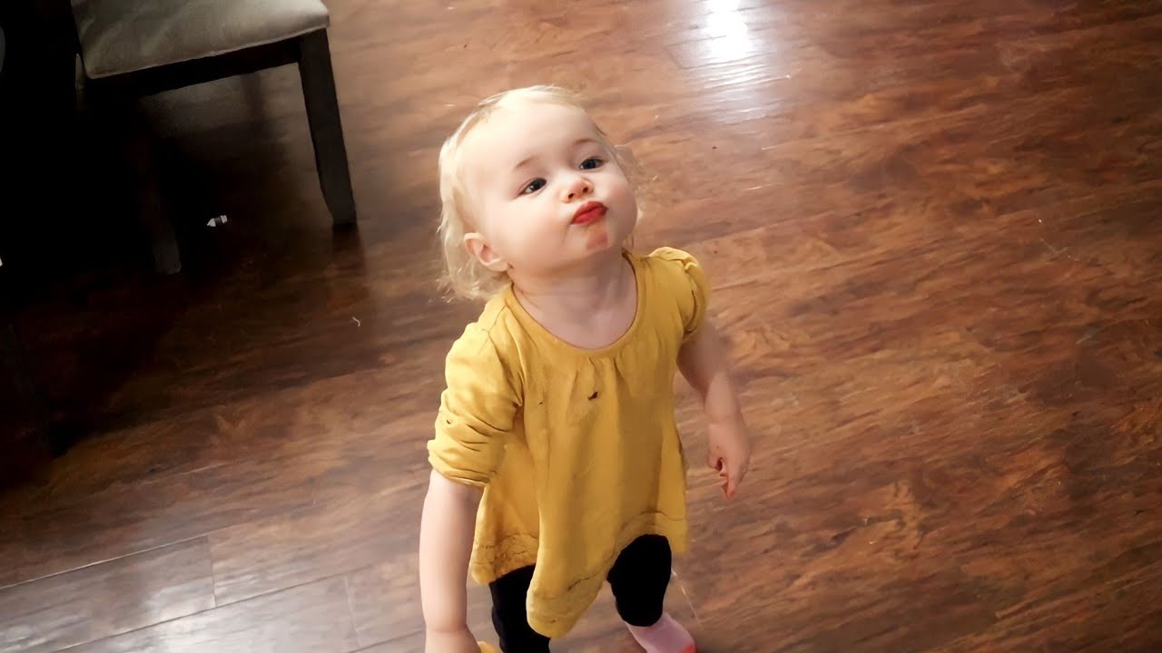Baby Aubrey Tries to Climb a Very Tall Ladder Just to Give Her Daddy a Kiss!! Christmas Decorating