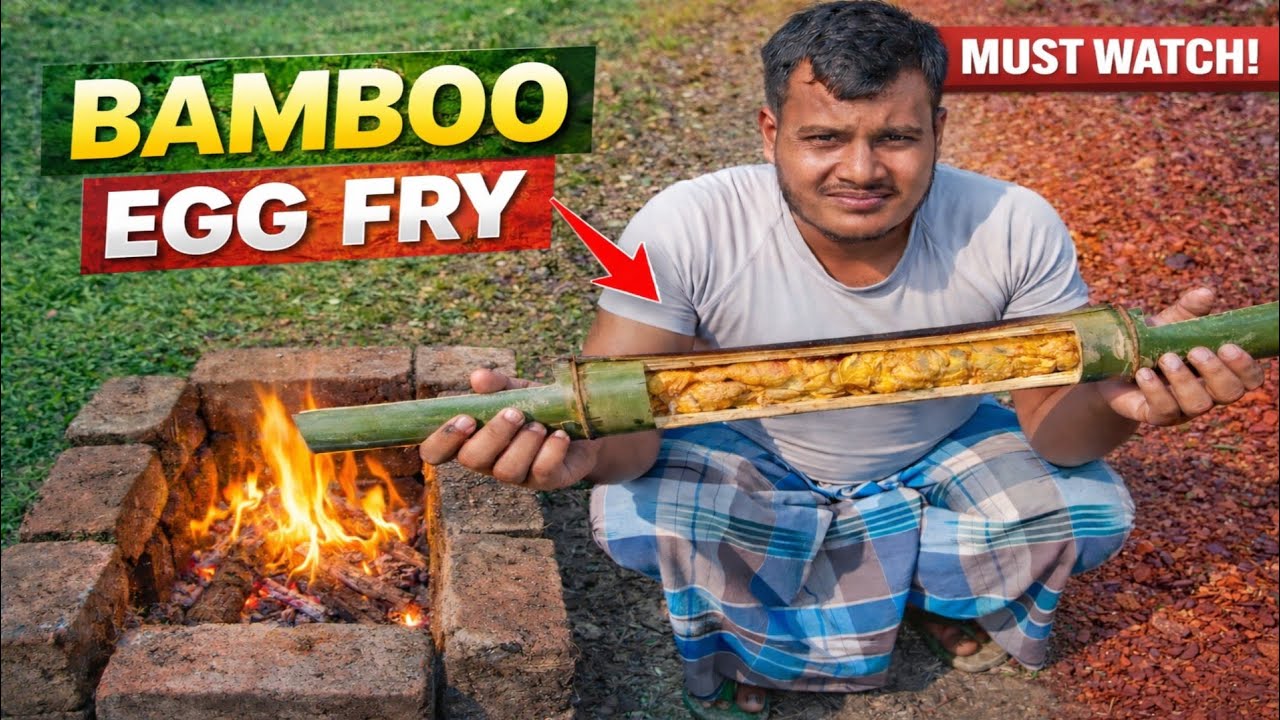 Bamboo Egg Recipe ☺️| Jungle Bamboo Egg Fry | Traditional Forest Bamboo Cooking |  The Muqeem Vlogs 