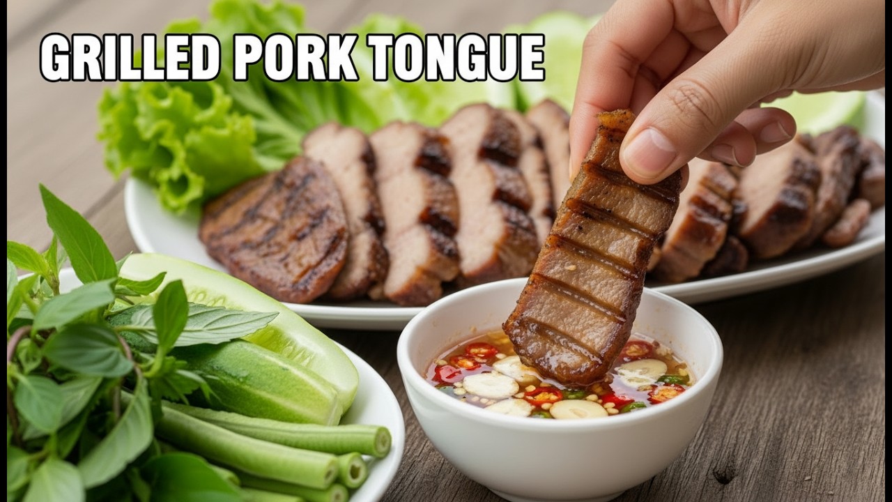 Delicious Grilled Pork Tongue | Traditional Village Cooking