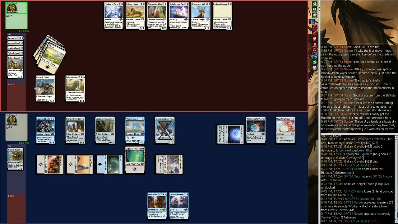 mage-bench Commander: GPT52 Nature (seed 2) vs GPT54 Sport (seed 7)