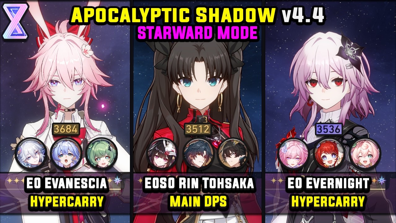 E0 Evanescia & E0S0 Rin Tohsaka & E0 Evernight (4 Star) Apocalyptic Shadow - Starward Mode 4.4