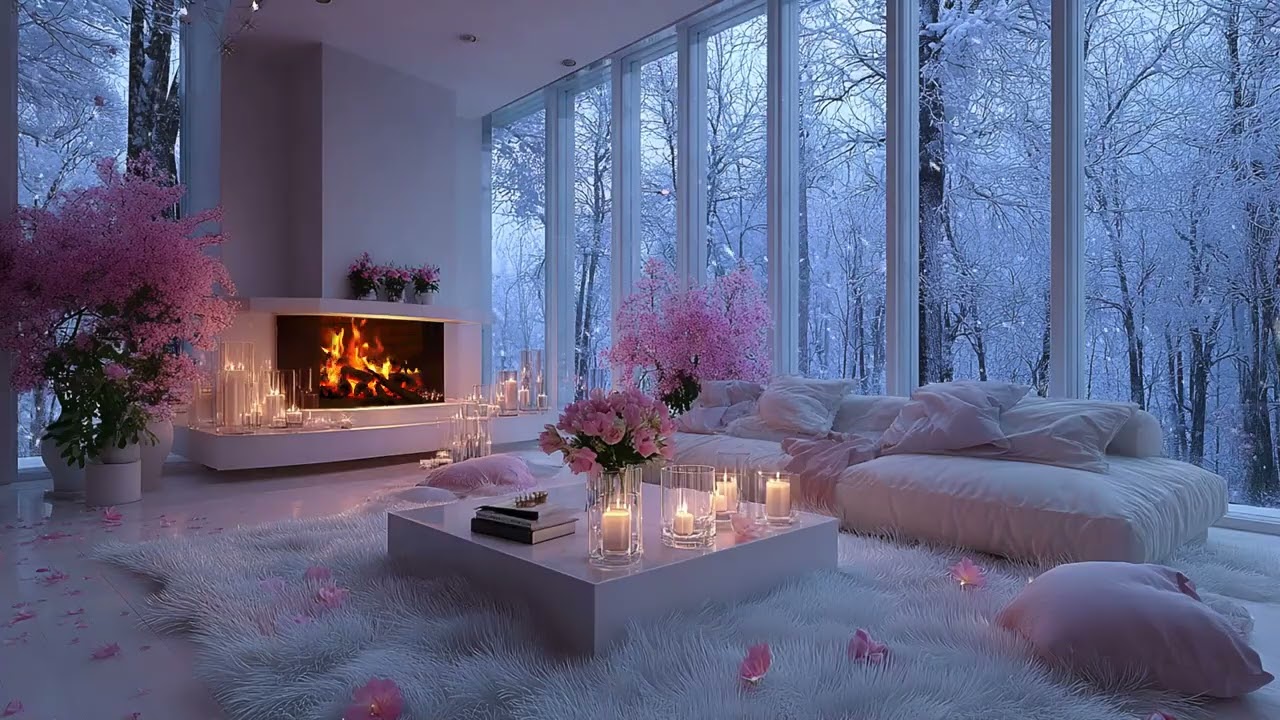 🔥🎼 Gentle Winter Piano Lounge | Snow Outside & Fire Inside | Focus Study Meditation Calm