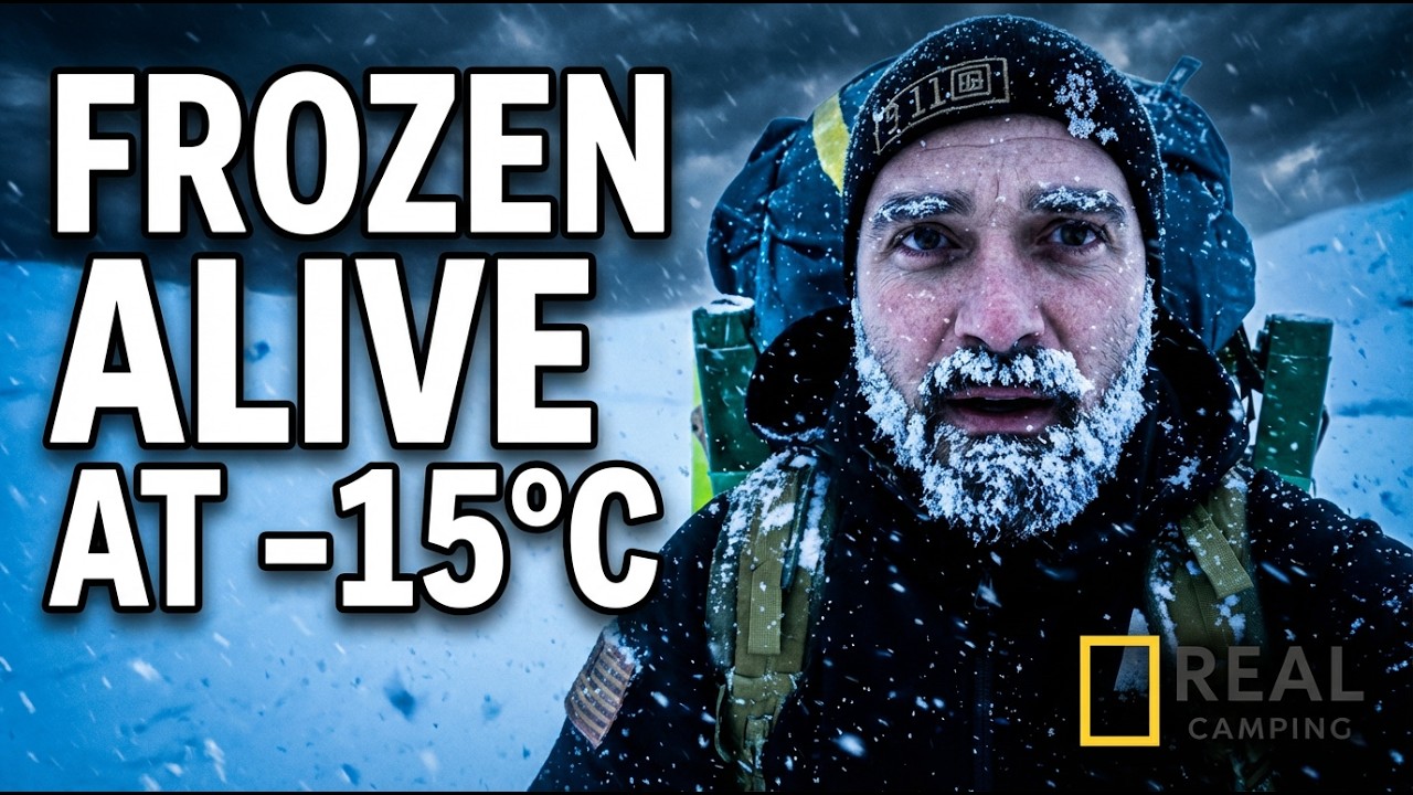 Survival, bushcraft -12°C - 2 days solo winter camping in snowstorm