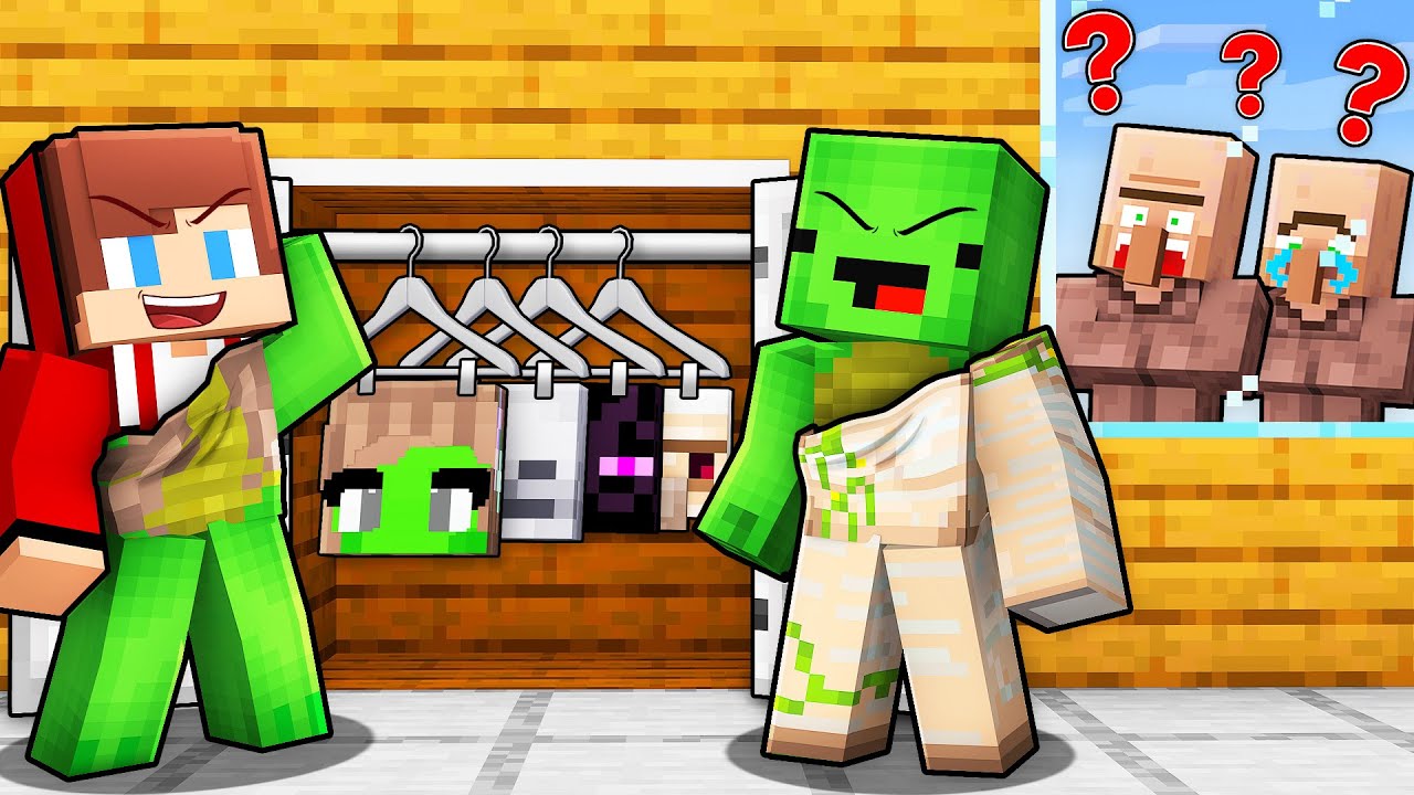 JJ and Mikey Can Shapeshift Into ANYONE To Rob Villagers in Minecraft (Maizen)