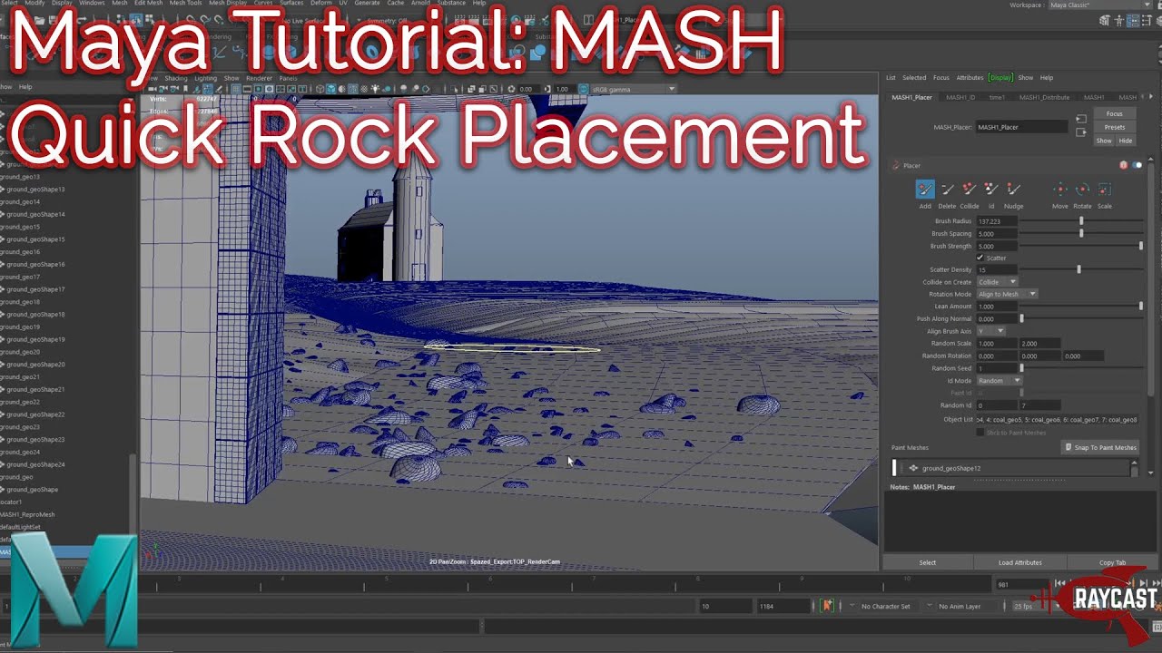 Maya Tutorial: MASH Quick Rock Placement For Environments