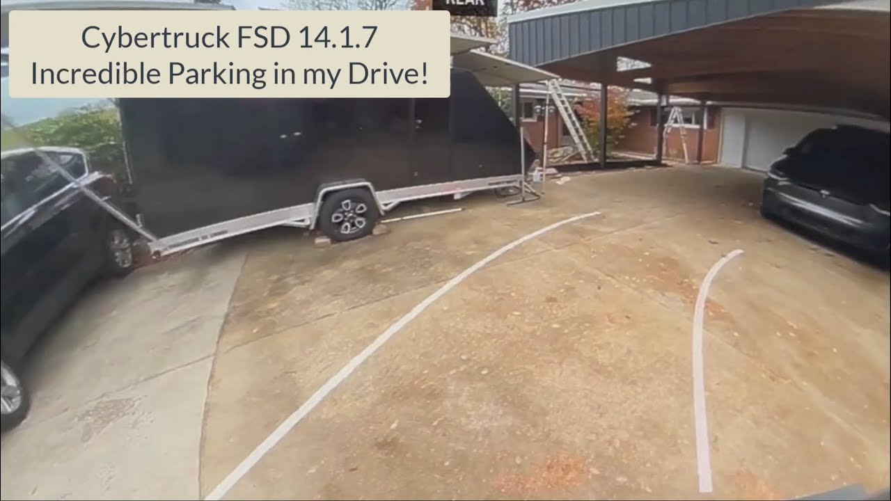 Cybertruck FSD Supervised 14.1.7 amazing parking in my drive!