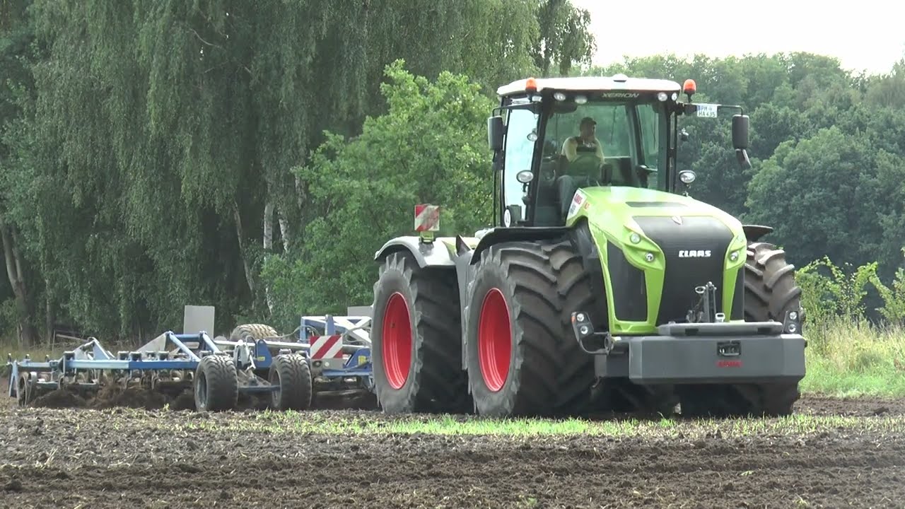 Claas Xerion 4000 with K&ouml;ckerling Vector 8m cultivator in Germany