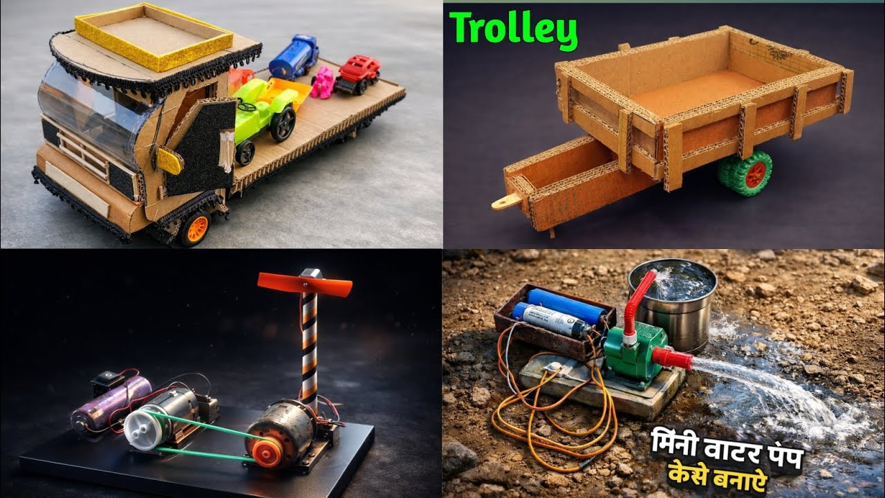 4 Amazing DIY Science Projects | Truck, Trolley, Machine & Mini Water Pump
