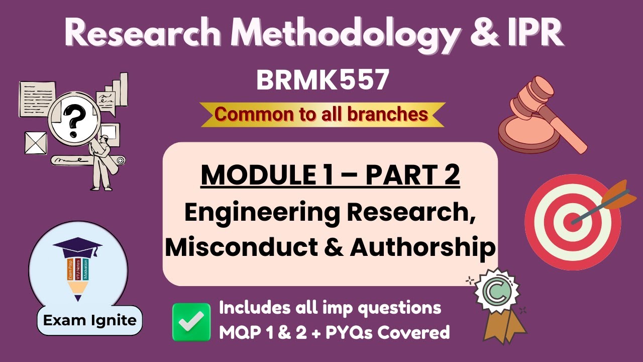 Research Methodology & Intellectual Property Rights | BRMK557 | Module 1 – Part 2 | IMP |🔥#vtu #rm