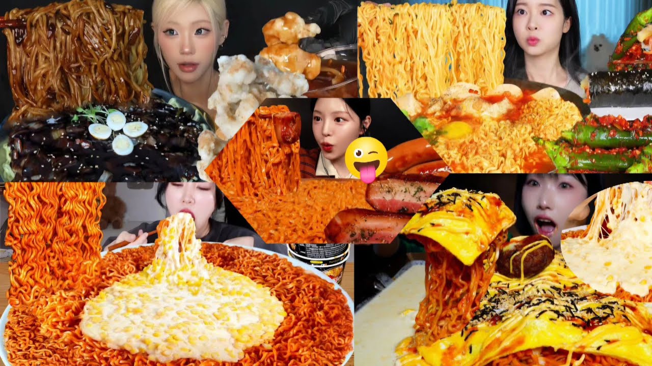 *RAMEN* EATING*MUKBANG_COMPILATION* CORN CHEESE CARBO BULDAK,SAMYANG,CHAPAGETTI,BLACKBEAN NOODLES