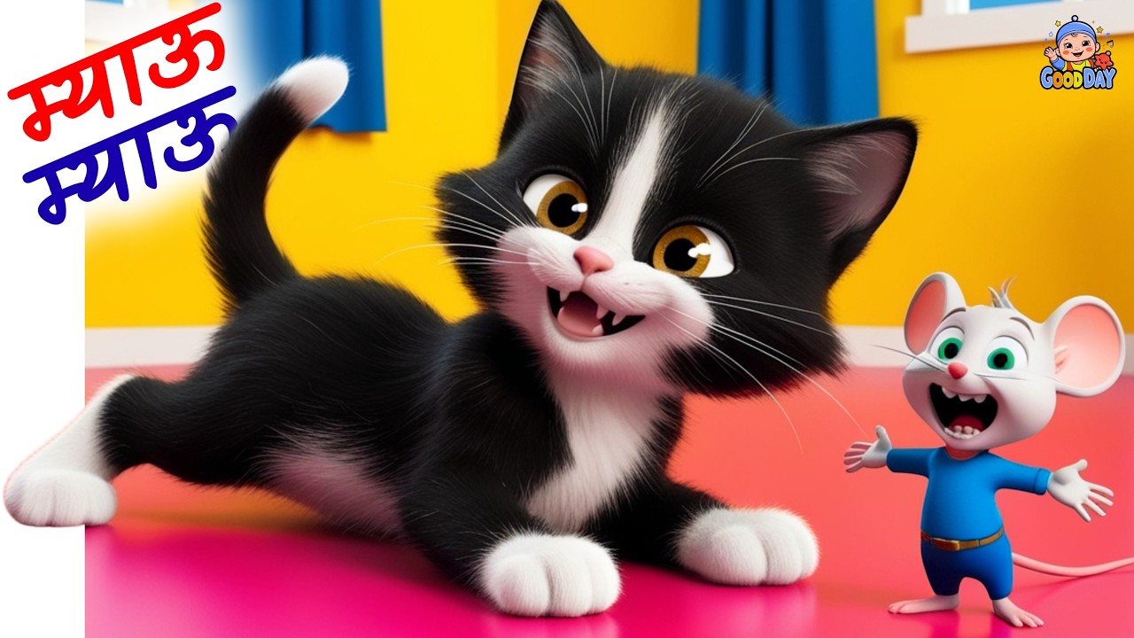 Meow Meow Billi Karti | म्याऊँ-म्याऊँ बिल्ली | Hindi Kids Rhyme for Children | Miyau Miyau