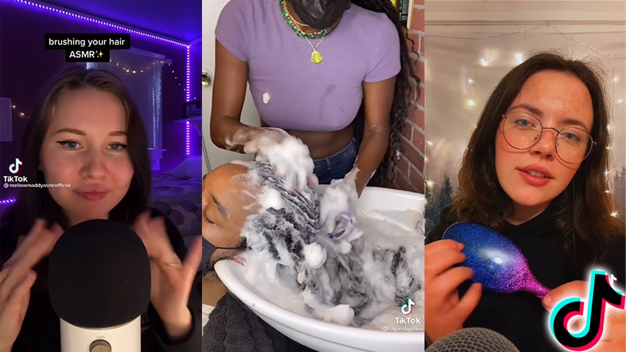 ASMR Relaxing Hairplay Triggers (Brushing, Scalp Massage, Washing) | TikTok Compilation 2021