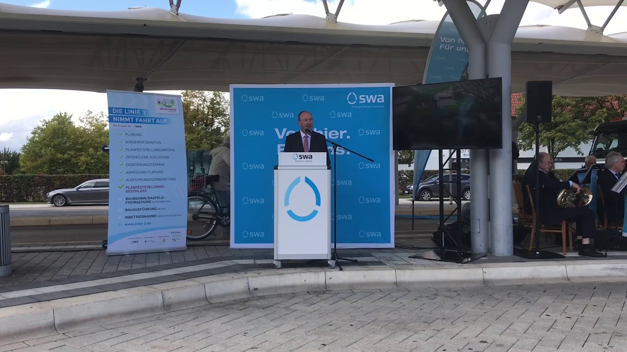 Symbolischer Baustart der Straßenbahnlinie 3 in Königsbrunn