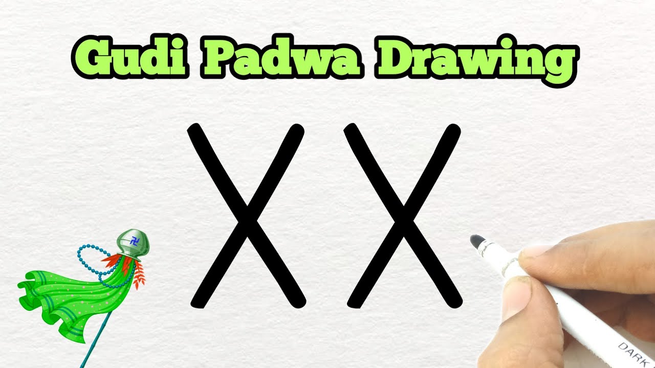 HAPPY GUDI PADWA DRAWING | Beautiful Padwa Drawing | How to Draw Gudi Padwa | Padwa Festival Drawing